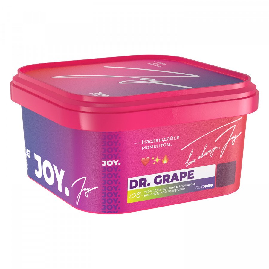 Фото и внешний вид — Табак для кальяна JOY 200г - Dr. Grape (Виноградная Газировка)