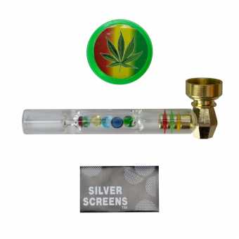 Трубка сувенирная LG-13 (металл/гриндер/сеточка) в блистере