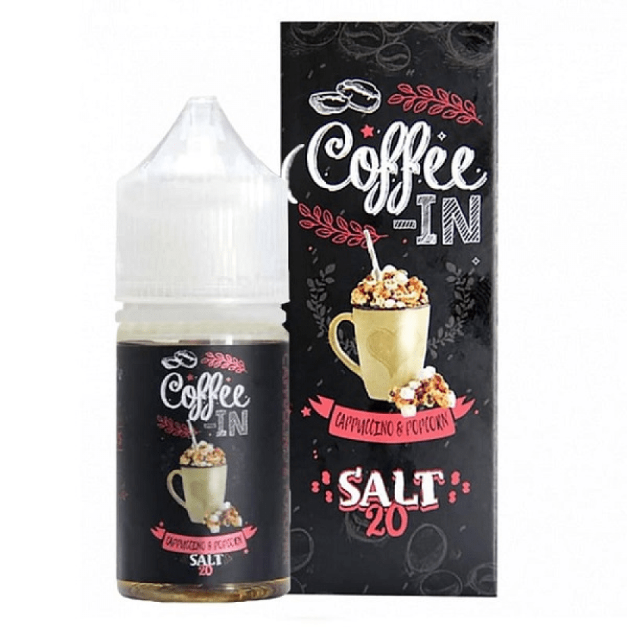 Фото и внешний вид — Жидкость COFFEE-IN SALT - Cappuccino & Popcorn (Капучино и попкорн) 30мл 20мг
