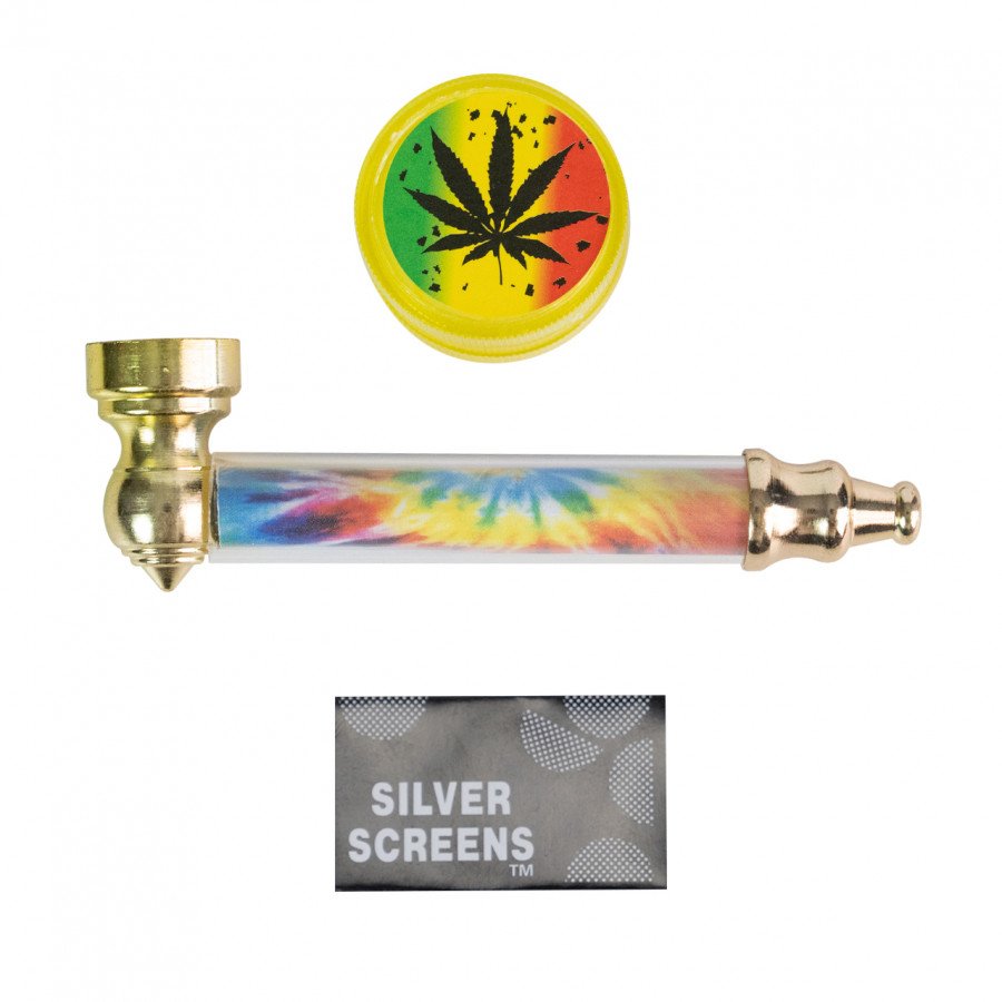 Фото и внешний вид — Трубка сувенирная LG-16 (металл/гриндер/сеточка) в блистере