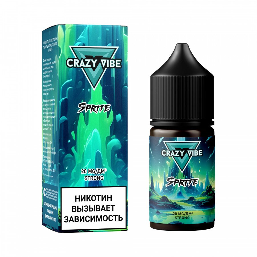 Фото и внешний вид — Жидкость CRAZY VIBE SALT - Sprite (Спрайт) 30мл strong