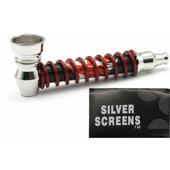 Трубка сувенирная YD005 RED стекло/мет/сеточка в блистере 