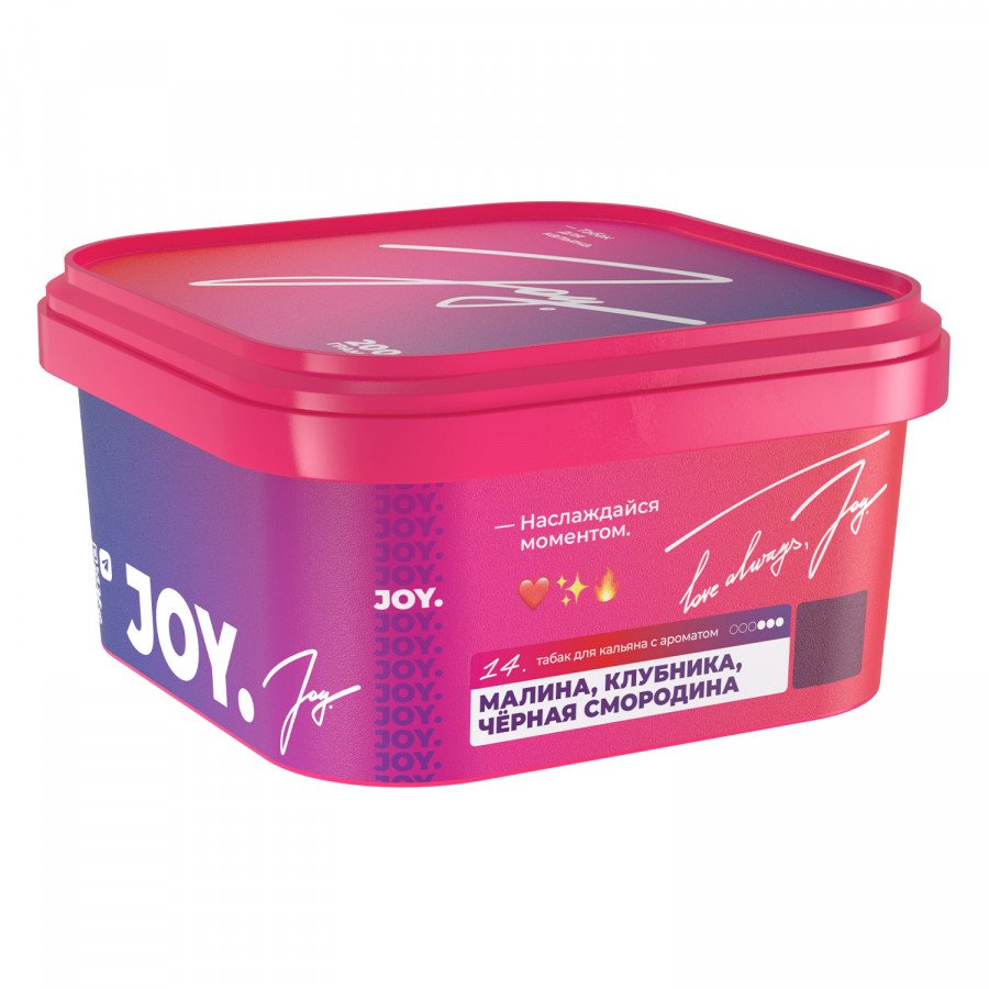 Фото и внешний вид — Табак для кальяна JOY 200г - 14. Малина Клубника Черная Смородина