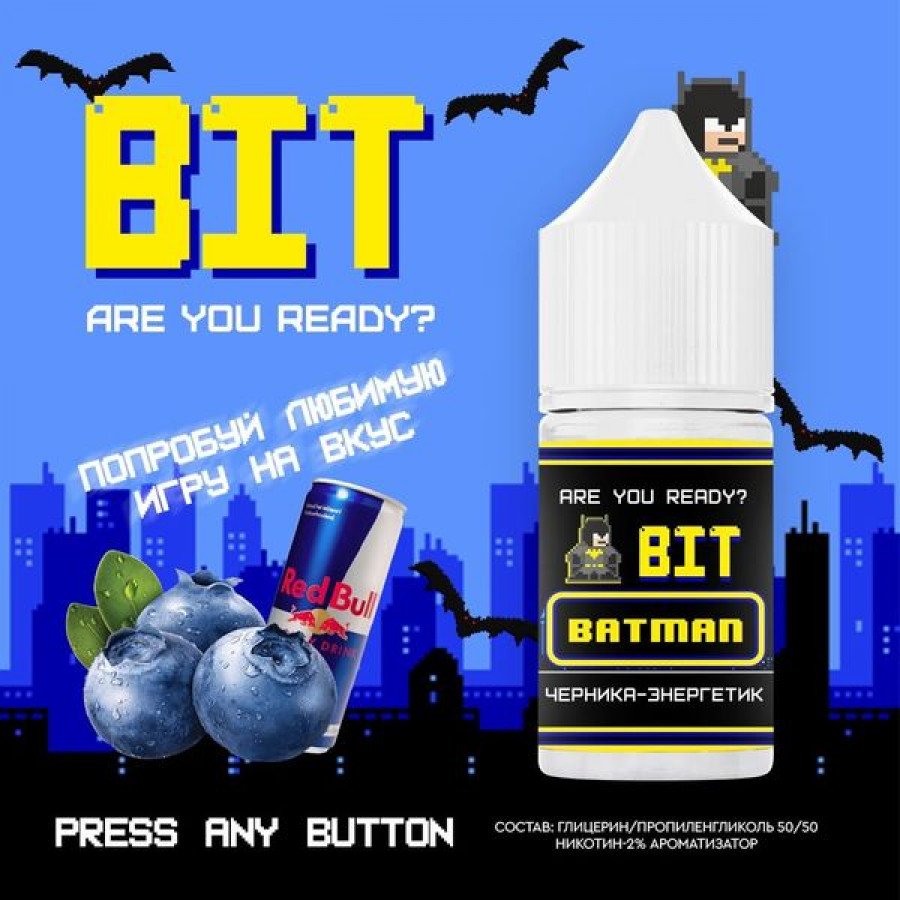 Фото и внешний вид — Жидкость BIT SALT - Batman (Черника энергетик) 30мл 20мг