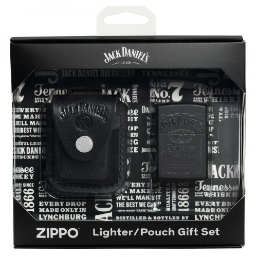Фото и внешний вид — Подарочный набор ZIPPO 48460 Jack Daniels (Black Matte) + кожаный чехол