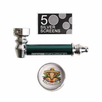 Трубка сувенирная 8см ZGY-55/7020C (металл/гриндер металл/сеточка) в блистере