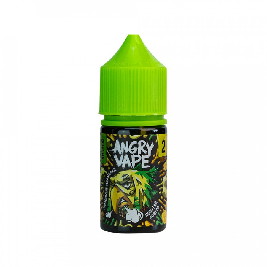 Фото и внешний вид — Жидкость ANGRY VAPE SALT - Попугай Повтор (Лимонный Мармелад) 30мл 20мг