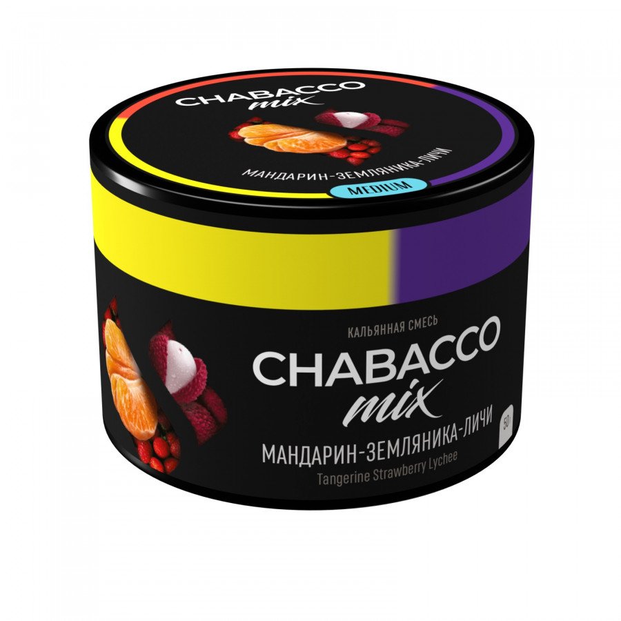 Фото и внешний вид — Смесь для кальяна Chabacco 50гр medium - Tangerine Strawberry Lychee (Мандарин земляника личи)
