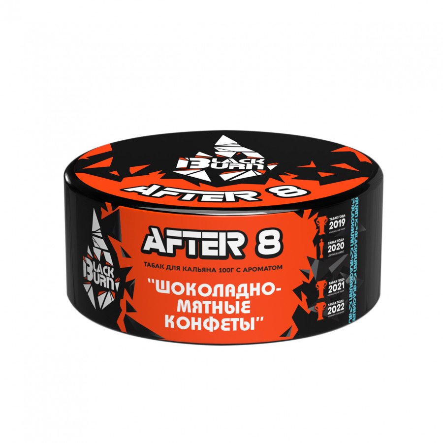 Фото и внешний вид — Табак для кальяна BURN BLACK 100гр - After 8 (Шоколад мята)