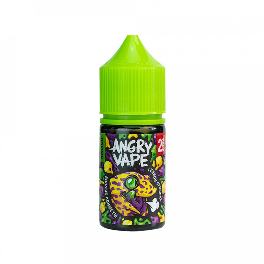 Фото и внешний вид — Жидкость ANGRY VAPE SALT - Геккон Пупырка (Кислые Конфеты) 30мл strong
