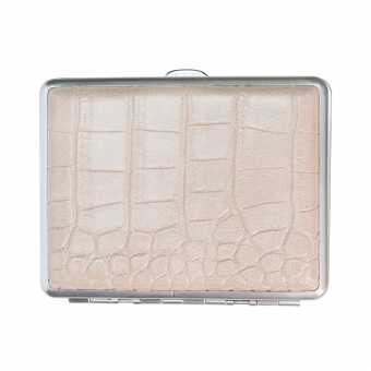 Портсигар S.QUIRE 21-7495BBg-MC (мет.заж) сталь/иск.кожа/рис GREY/BEG