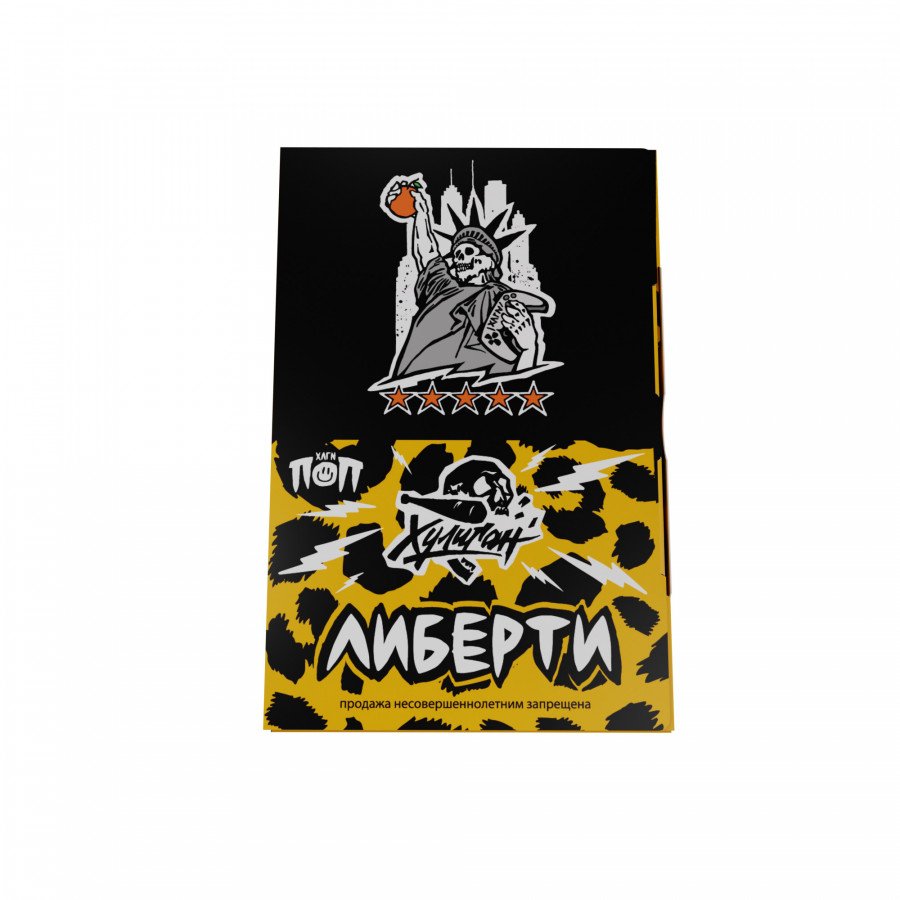 Фото и внешний вид — Табак для кальяна ХУЛИГАН ПОП 25г - Либерти (Апельсиновая Мамба)
