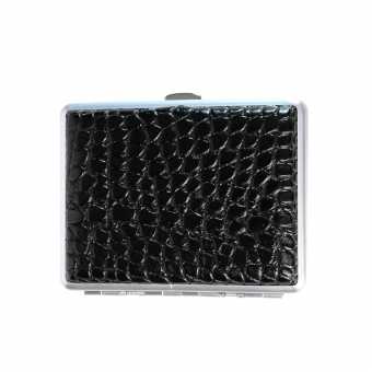 Портсигар S.QUIRE 21-7495BI-MC (мет.заж) сталь/иск.кожа/рис BLACK