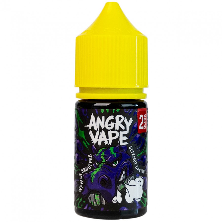 Фото и внешний вид — Жидкость ANGRY VAPE SALT - Бегемот Брутто (Черный Виноград) 30мл strong
