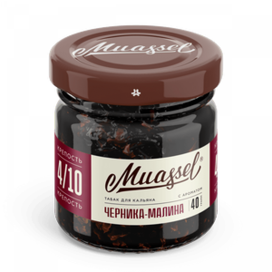 Фото и внешний вид — Табак для кальяна MUASSEL (4/10) 40гр - Черника Малина