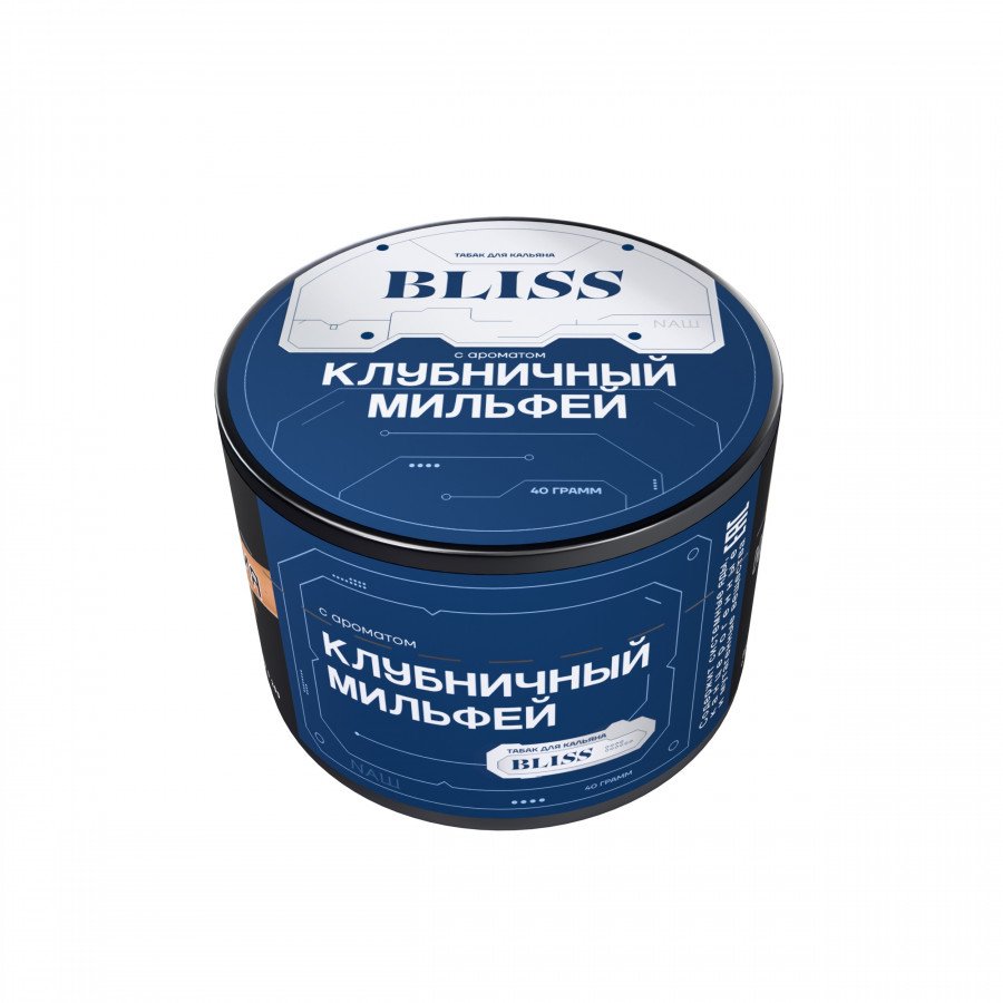 Фото и внешний вид — Табак для кальяна BLISS 40г - Клубничный Мильфей