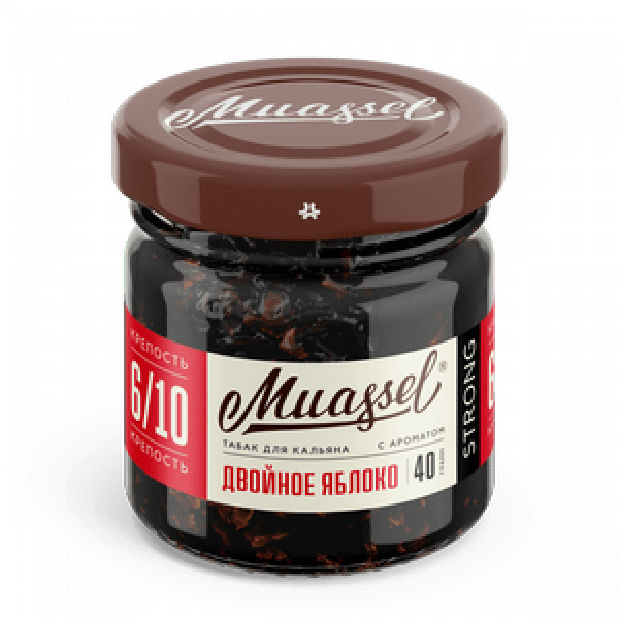 Фото и внешний вид — Табак для кальяна MUASSEL (6/10) 40гр - Двойное Яблоко