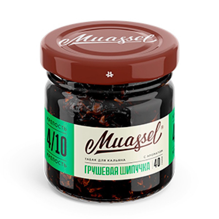 Фото и внешний вид — Табак для кальяна MUASSEL (4/10) 40гр - Грушевая Шипучка