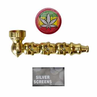 Трубка сувенирная LG-03 (металл/гриндер/сеточка) в блистере