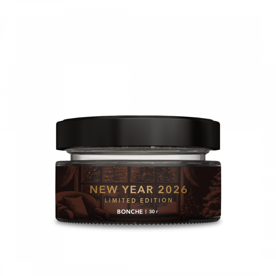 Фото и внешний вид — Табак для кальяна BONCHE 30г - New Year 2026 (Кленовый сироп с Корицей)