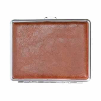 Портсигар S.QUIRE 21-7495Br-MC (мет.заж) сталь/иск.кожа/рис BRN