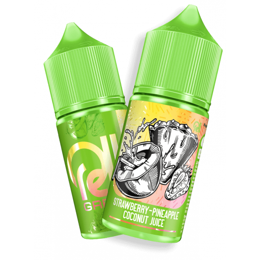 Фото и внешний вид — Жидкость RELL GREEN SALT - Strawberry Pineapple Coconut Juice (Сок клубника ананас кокос) 30мл 20мг