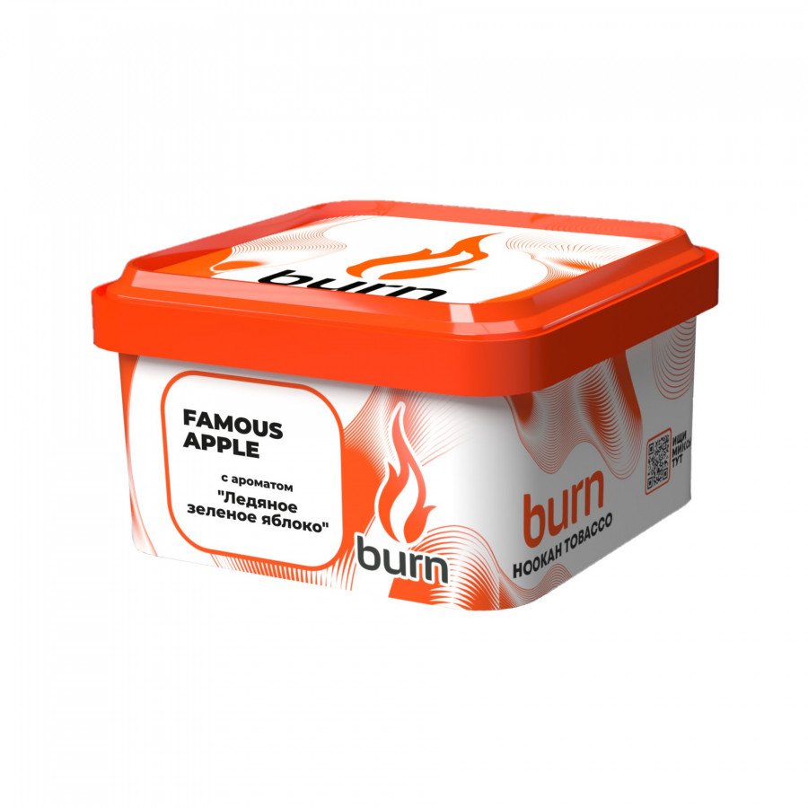 Фото и внешний вид — Табак для кальяна BURN 200г - Famous Apple (Ледяное зеленое яблоко)