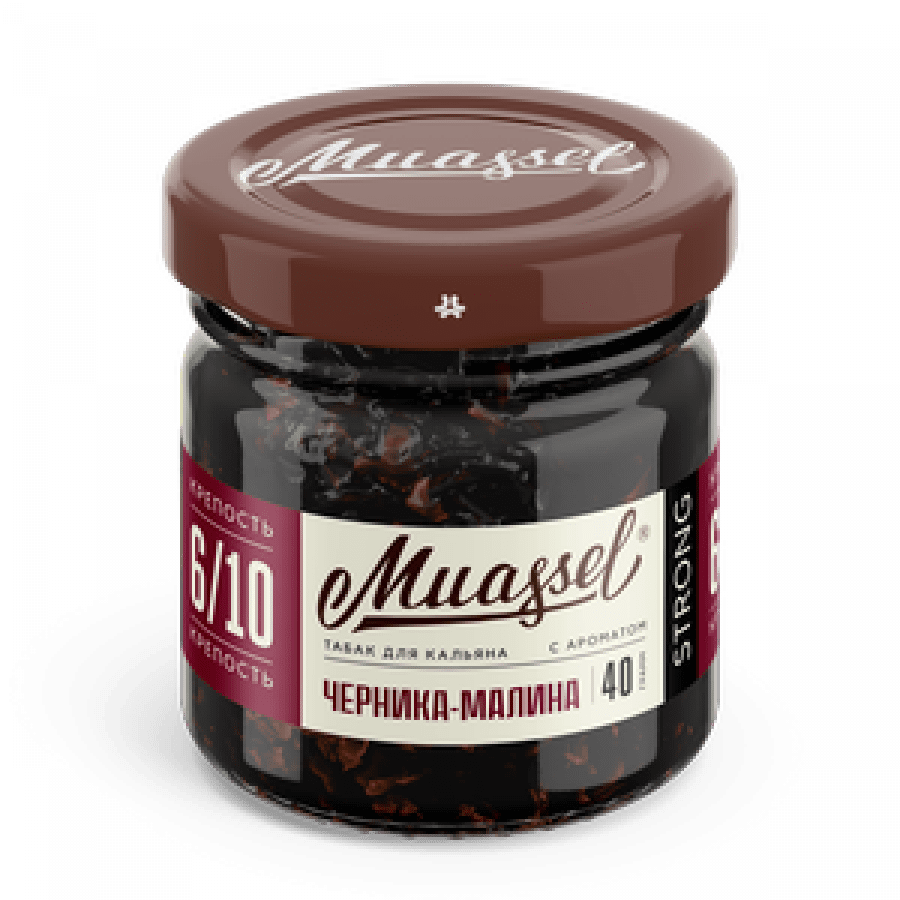 Фото и внешний вид — Табак для кальяна MUASSEL (6/10) 40гр - Черника Малина